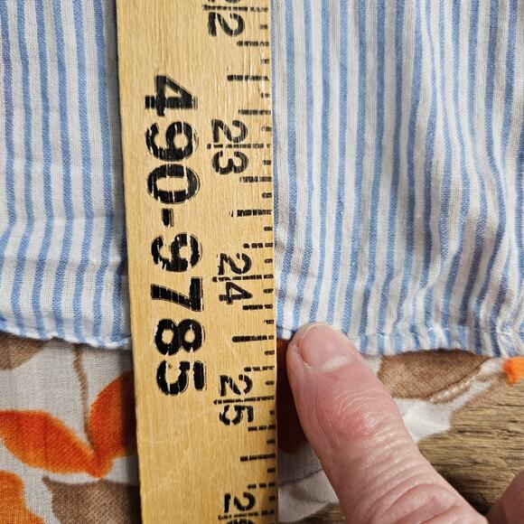 Tru Luxe Jeans Striped Floral Asymmetric 3/4 Sleeve Top Small Boho Bloomcore - Picture 10 of 12